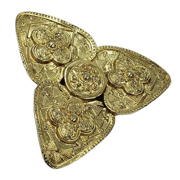 Vintage M JENT Brooch Pin Egyptian Revival Triangular Shape Statement Gold Tone - Picture 3 of 12